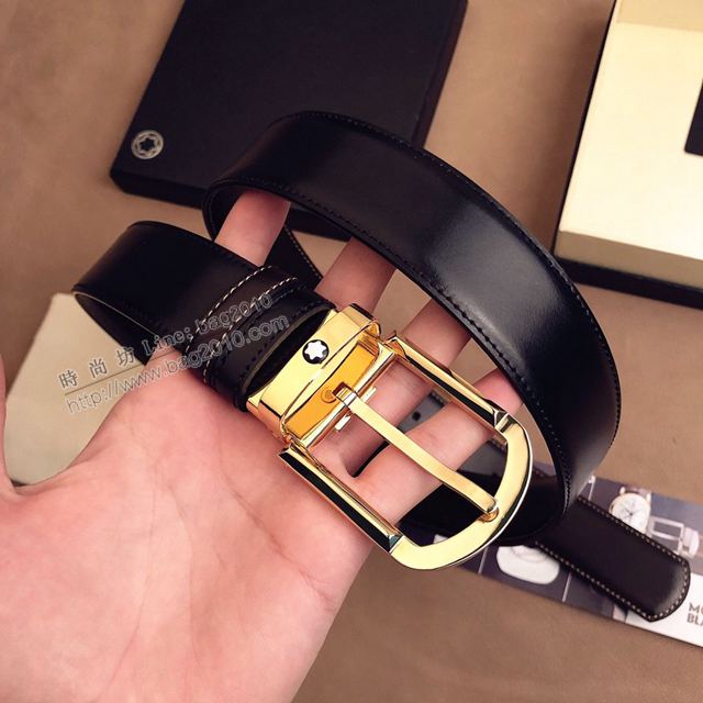 MONTBLANC皮帶 萬寶龍米蘭時裝周新款 專櫃原單 MONTBLANC男士牛皮腰帶  xfp2126